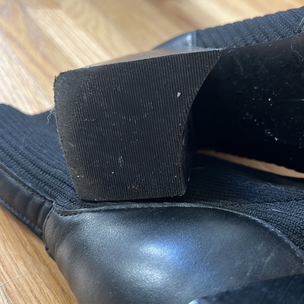 Steve Madden Black Pointed Block Heel Sock Booties - Picture 7 of 7